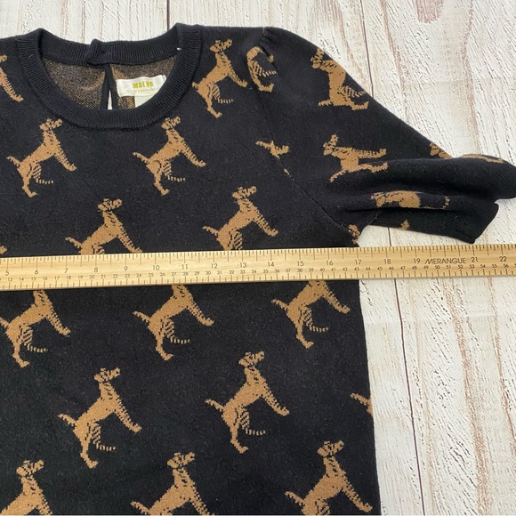 Maeve Anthropologie Black and Tan Dog Pattern Sweater Small - Picture 8 of 12